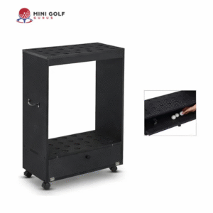 MGG 27-Hole Wooden Putter Rollable Stand with Golf Ball Storage